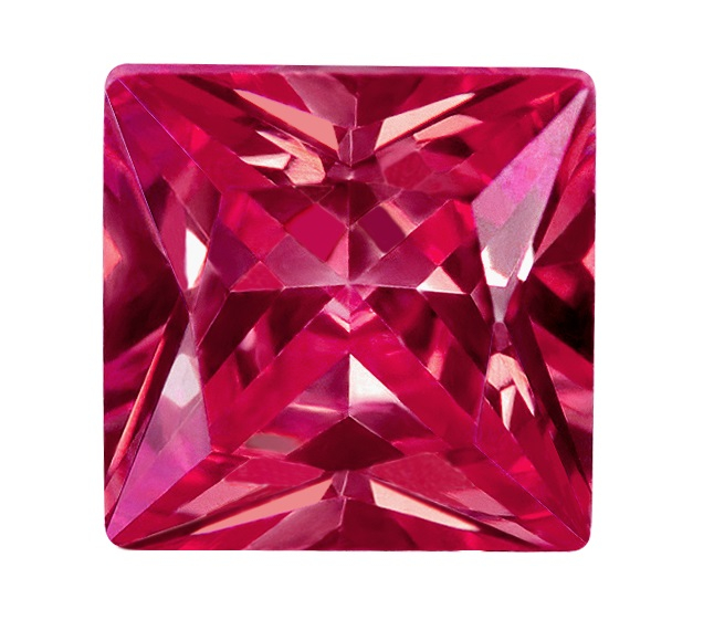 Synthetic Ruby - Corundum Square (Chamfer) - red #5 (SQP)